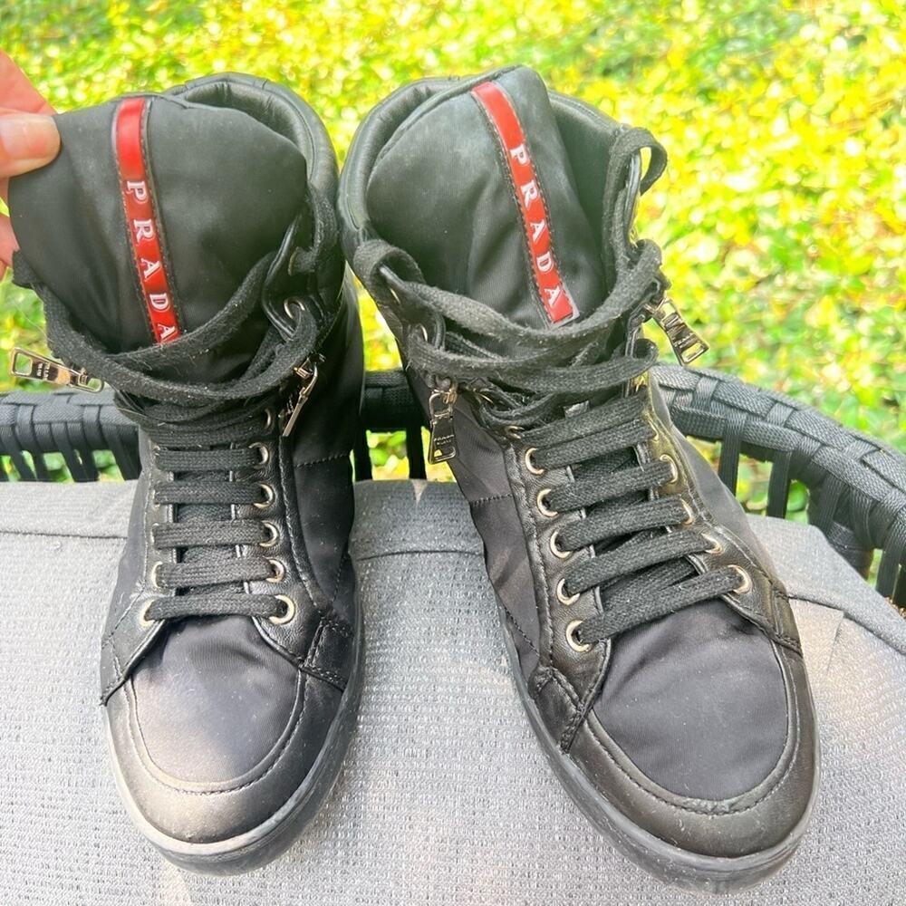 ▶️ Prada ◀️ Women’s High Trainer Sneakers. Size 38 - Picture 3 of 14